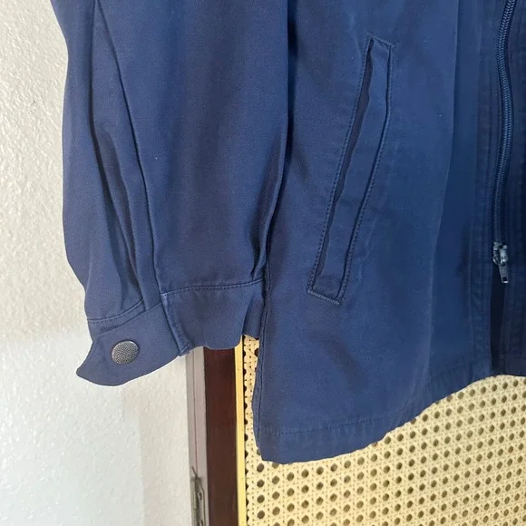 Vintage 80s GMBH Navy Blue Military Jacket Field Coat German Flag